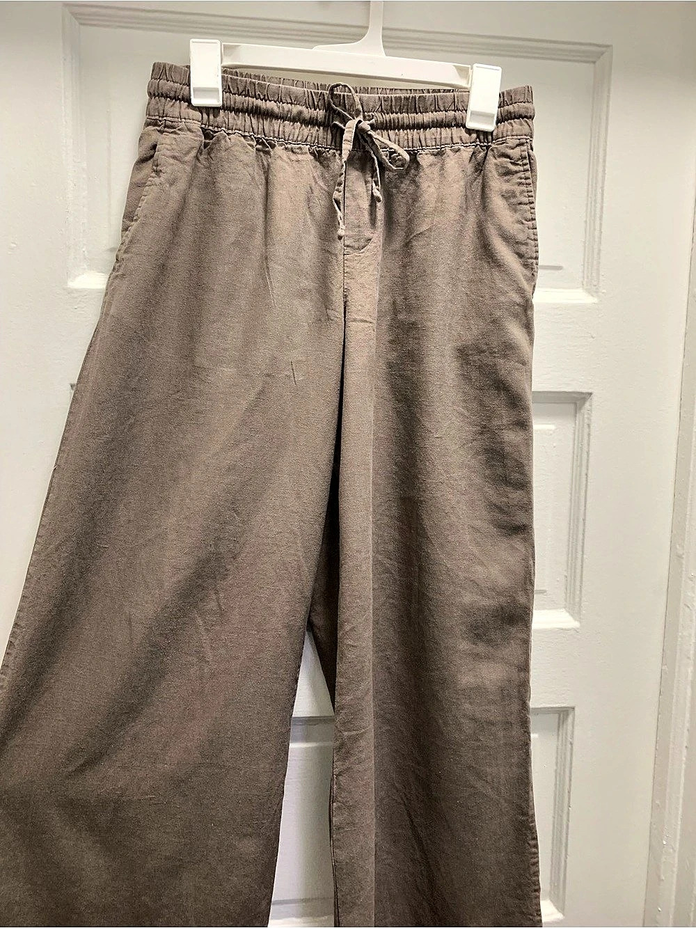 a new day High-Rise Linen Wide Leg Pull-On Pants Brown Small